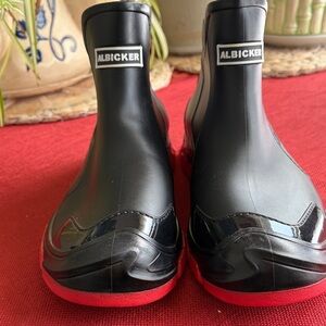 Men's Black and Red Rain & Snow Boots